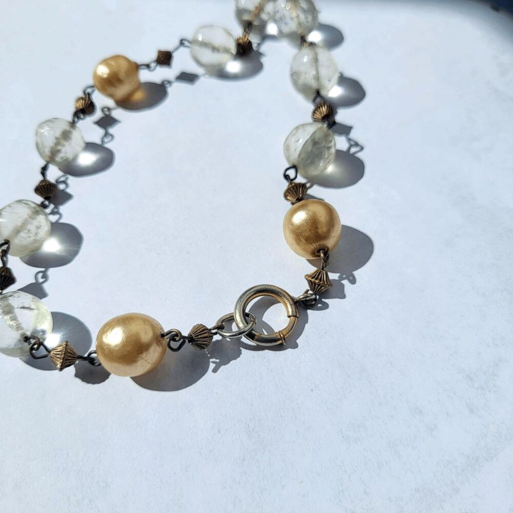 Vintage 50s Crystal and Pearl Necklace